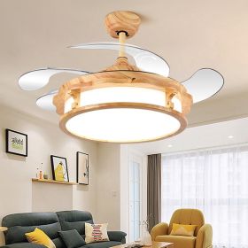 Japanese Style Household Invisible Silent Fan Lamp (Option: Yellow-42inch 72W-110V)