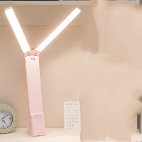 Student Dormitory Creative Flip-top Touch Eye Protection Folding Led Desk Lamp (Option: Cherry pink4000 mA-Charging cable)