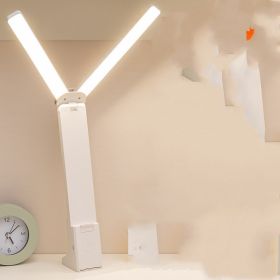Student Dormitory Creative Flip-top Touch Eye Protection Folding Led Desk Lamp (Option: Pearl white rechargeable mode-Charging cable)