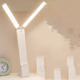 Student Dormitory Creative Flip-top Touch Eye Protection Folding Led Desk Lamp (Option: Pearl white4000 mA-Charging cable)