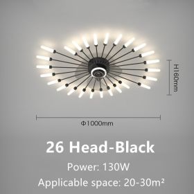 Modern Atmosphere Household Simple Bedroom Fan Lamp (Option: 26HeadBlack-Three color light)