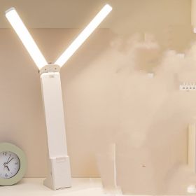 Student Dormitory Creative Flip-top Touch Eye Protection Folding Led Desk Lamp (Option: Pearl white plugin models-Charging cable)