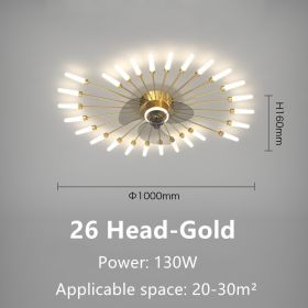 Modern Atmosphere Household Simple Bedroom Fan Lamp (Option: 26HeadGold-Three color light)